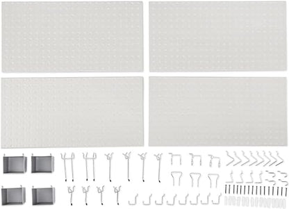 Amazon Basics Rectangular Metal Pegboard Wall Organizer, Tool Storage Organization System, Rust and Scratch Resistant, 48-Piece Kit, Gray
