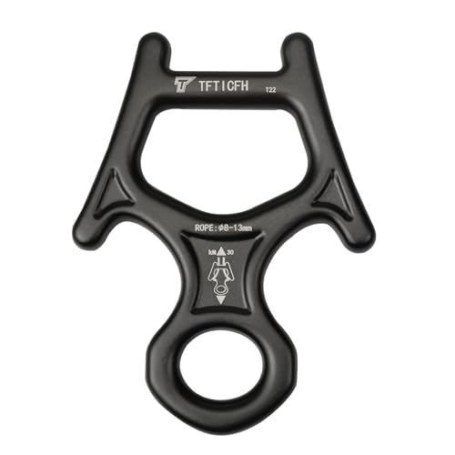 Figure 8 Descender, 30kN Climbing Descender, Heavy Duty 7075 Aluminum Belay & Rappel Equipment for Climbing, Mountaineering, Arborist, Caving, Aerial Yoga - color: 30kN-Black