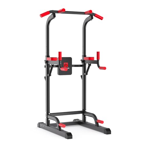 K KINGKANG Pull Ups Dip Station,Power Tower for Home Gym Fitness Exercise | Multi-Function Power Tower, 400Lbs Capacity, 6-Level Adjustable Height, Thick Leather Cushions, Space-Saving Desig