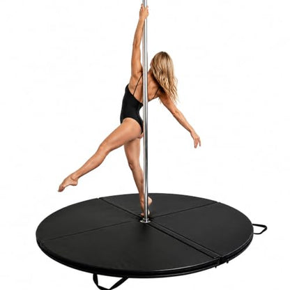 HARELA Round Pole Dance Crash Mat, Stripper Pole Mat with Pearl Cotton Filling & PU Leather, Pole Crash Pad for Studios Exercise Strength Training Home Gym - color: Black, size: 120*3cm/47.2*1.2"