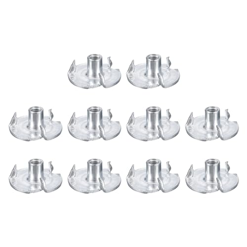 uxcell #8-32 T-Nuts, Zinc-Plated Carbon Steel 3-Pronged Tee Nuts Threaded Inserts for Climbing Holds and Wood Working, White 50Pcs - color: White, size: #8-32
