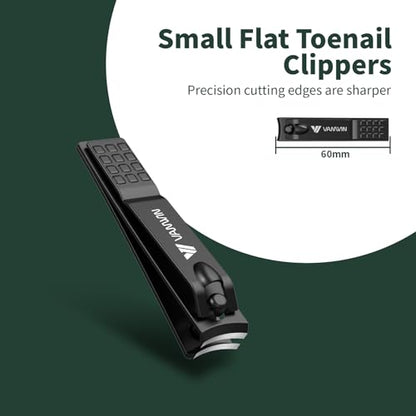 German Nail Clippers for Men, VANWIN Nail Clipper Set (4-Pack) Ultra Sharp Matte Stainless Steel Fingernail & Toenail Clippers with Glass Nail File, Nail Cutter Stocking Stuffers for Men Women Black