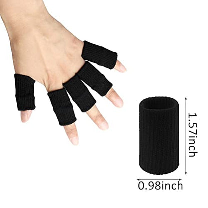 20 PCS Finger Sleeves Protectors, Sport Finger Sleeves Thumb Brace Support Finger Brace Elastic Thumb Sleeves (Black+Red) - color: Black,red