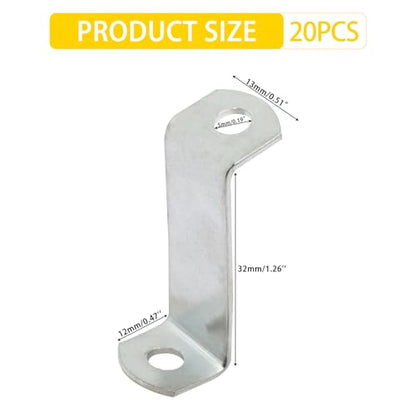 Offset Clips for Picture Framing, Z-Shape Canvas Mounting Clips with Mounting Hole, with Screws (20pcs, 32mm) - size: 32mm