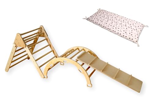 Montessori Wooden Climbing Set for Kids | Montessori Climbing Triangle Climbing Dome Ramp and Pillow | Montessori Climbing Frame Set for Toddler | Montessori Playground | Kids Play Gym(Star) - style: Star