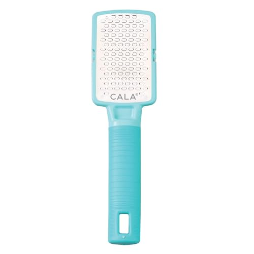 CALA Silky Glide Pro Callus Remover Foot File (Aqua), Stainless Steel Micro-File with Wide Surface for Wet or Dry Skin, Soft Grip Handle for Comfort & Control, Reusable Travel Tool - color: Aqua