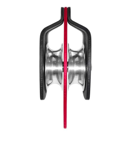 Double Sheave Pulley 32 kN CE Certified Rescue Climbing Gear with Swing Plate for Progress Capture System Rigging Hauling Arborist Tree - Black - color: Double Pulley - Black