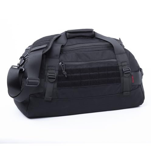 Tactical Duffle Bag MOLLE Gear Bag Carry on Travel Weekend Duffel Bag. Ideal for Hunting, Shooting Range, Law Enforcement, Camping, Travel and Viechle. 35L - color: Black