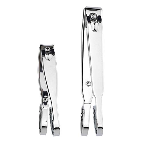 Nail Clippers,EZ Grip Nail Clipper Set,Carbon Steel Fingernail and Toenail Clippers for Seniors Long handle with Metal Case for Women and Man - Set of 2 (Small and Large)