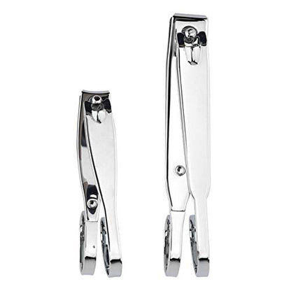 Nail Clippers,EZ Grip Nail Clipper Set,Carbon Steel Fingernail and Toenail Clippers for Seniors Long handle with Metal Case for Women and Man - Set of 2 (Small and Large)