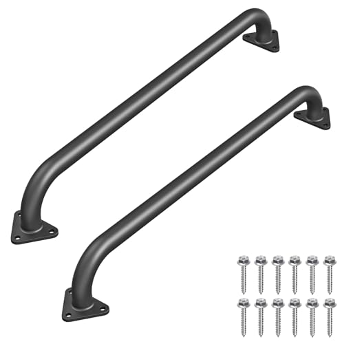 SELEWARE 30-Inch Black Metal Playground Safety Handle - 2 Pcs Heavy-Duty Playset Grab Bars for Treehouse, Rock Climbing Wall & Jungle Gym - Indoor/Outdoor Ladder Handle for Kids Playground Equipment - color: E: 30"-2 Pcs-black