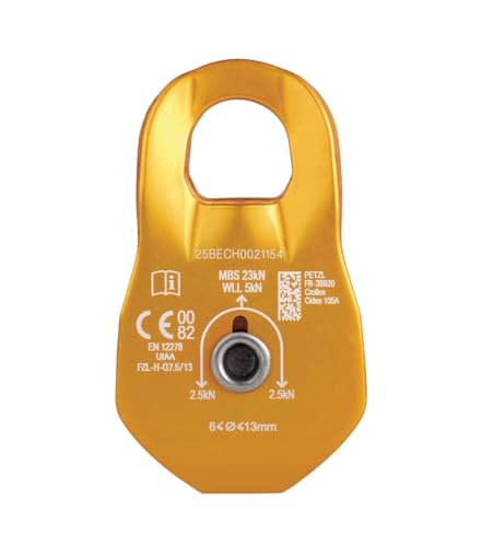 Petzl, FIXE, Compact Pulley with Fixed Side Plates, Yellow - color: Yellow