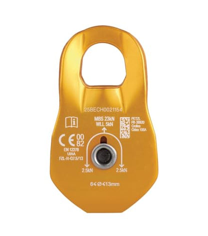 Petzl, FIXE, Compact Pulley with Fixed Side Plates, Yellow - color: Yellow