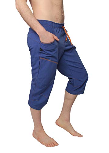 Ucraft "Xlite Rock Climbing Bouldering and Yoga Knickers ¾ Men's and Women's Capri Pants. Lightweight, Stretchy, Breathable - color: Deep Blue Melange, size: Medium