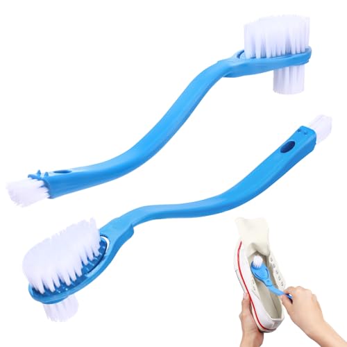 2Pcs 10in Shoes Cleaning Brushes, Double Sided Shoe Sole Cleaner Insider Shoe Wash Cleaner Large Boot Scrubber Cleaner Tool Kits, Blue