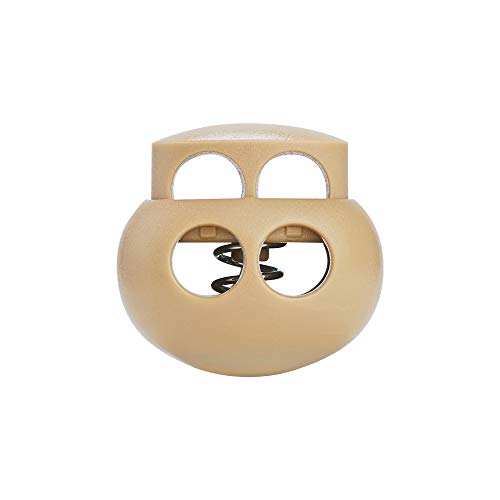 DYZD Plastic Cord Lock End Toggle Double Hole Spring Stopper Fastener Slider Toggles End (Khaki 10PCS) - color: Khaki