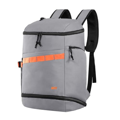MIER Men's Gym Backpack Lightweight Sports Bag with Shoe Compartment | 35L Capacity Back Pack, Multi-Pockets, Separate Compartment, Wet Pocket, Water Resistant, For Training, Workout & Travel - color: Gray