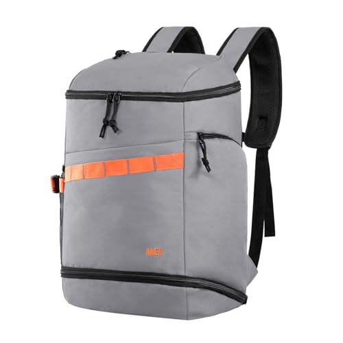 MIER Men's Gym Backpack Lightweight Sports Bag with Shoe Compartment | 35L Capacity Back Pack, Multi-Pockets, Separate Compartment, Wet Pocket, Water Resistant, For Training, Workout & Travel - color: Gray