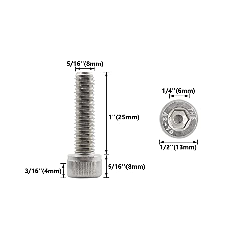 20 PCS Socket Head Cap Screws, TTZEZE 304 Stainless Steel Metric Machine Bolts Hex Socket Screw, Socket Drive Bright Finish Full Machine Threads for Shelf Chair Desk Install Repair (M8x25m) - color: M8, size: 25m