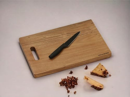 Vesta Homes Wooden Cutting Board for Kitchen/Chopping, Serving Board/Block for Vegetables, Fruits, Cheese and Charcuterie | Natural Acacia Wood | 15 * 10 * 1 Inches | Handcrafted in India