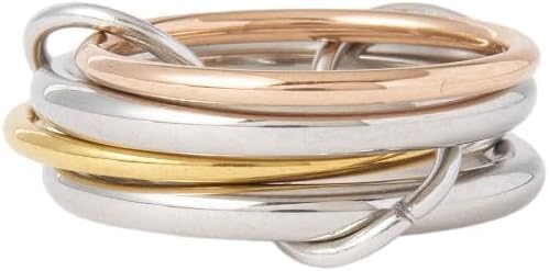 Shapes Studio Trio Linked Ring, stackable Ring, Minimalism style for women, Never Tarnish - size: 9, style: Four Band (two silver)