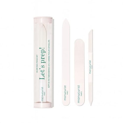 Manucurist Glass Nail File Buffer & Cuticle Pusher Manicure Tool Set | Glass Nail Care Set with Reusable Nail File, Buffer and Cuticle Pusher for Professional Manicures at Home