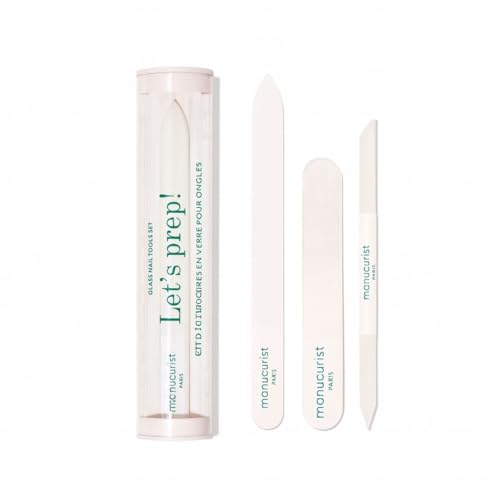 Manucurist Glass Nail File Buffer & Cuticle Pusher Manicure Tool Set | Glass Nail Care Set with Reusable Nail File, Buffer and Cuticle Pusher for Professional Manicures at Home