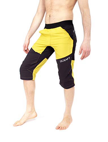 Ucraft "Xlite Rock Climbing Bouldering and Yoga Knickers ¾ Men's and Women's Capri Pants. Lightweight, Stretchy, Breathable - color: Yellow+, size: X-Small