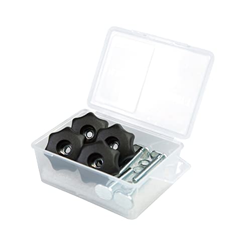 POWERTEC 71484 T Track Knob Kit w/ 7 Star Knob, 1/4-20 Threaded Bolts and Washers, Set of 4 T Track Bolts, T Track Accessories for Woodworking Jigs and Fixtures (Pack of 4) - size: 1/4"-20 T track knob kits, Set of 4 (Pack of 4)