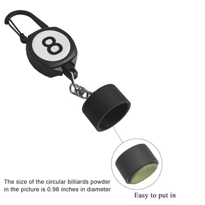 LAKE OF FIRE Pool Chalk Holder with Retractable Key Ring Black | Snooker & Billiards Pool Accessories, Professional Billiards Gifts for Men - size: Round