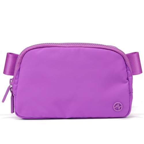 Pander Nylon Fanny Pack for Women, Two-Way Zipper Crossbody Bag | 1L nylon belt bag with a two-way zipper, three interior mesh pockets, and an adjustable strap for waist or crossbody wear - color: Violet