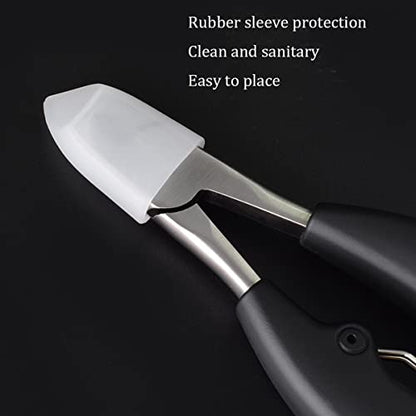 Cuticle Nippers, Professional Heavy Duty Toenail Clippers for Thick & Ingrown Nails, Stainless Steel Nail Nipper with Non-Slip Ergonomic Handle, Manicure Pedicure Tool for Seniors, Men & Salon Use - color: Stainless Steel, Black
