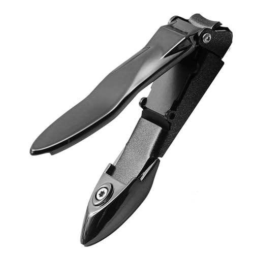Nail Clippers for Men with Catcher - Heavy Duty Razor-Sharp Self-Collecting Nail Cutter, Ergonomic Lever for Fingernails & Toenails, Ideal Gift for Men & Grooming Gifts - color: Black