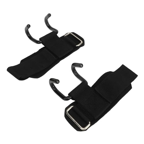 Powerlifting Straps Dual Hook Design Increase Grip Strength for Strength Training Weightlifting Exercises 2pcs Black
