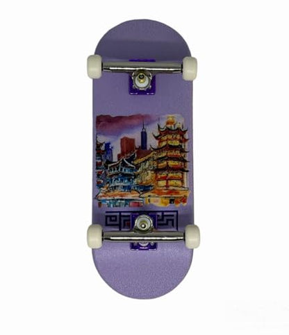 LEEFAI Pro Fingerboard Complete Set Up 34 * 96mm-Maples Wood Deck UV Printing Graphic 4.0 Trucks & 5 Urethane 65d Wheels-Op3ra Oriented Vibes