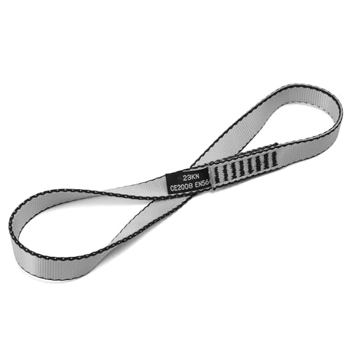 18MM Nylon Climbing Sling Runner 23KN CE2008/EN566 Strong Webbing Straps for Rock Climbing,Mountaineering, Rappelling, Swing, Yoga Hammock etc - color: Grey, size: 30cm/ 12inch |Single Unit