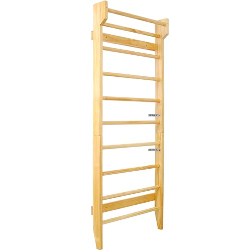 Gymnastics Wood Stall Bar, Multi-use Swedish Ladder- Wall Mounted Pull Up Bar-Physical Therapy for Stretching and Various Exercises,Indoor Home Gym Workout Yoga - size: 76.7 H
