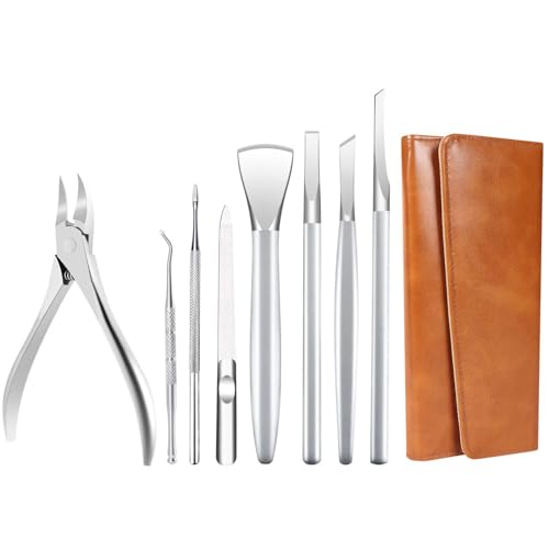 Pedicure Tools for Feet,Ingrown Toenail Treatment,Ingrown Toenail Removal Kit,Pedicure Set,Toenail Grooming Kit,Top Notch Foot Blade, Super Sharp Toenail Clippers(8 Pcs Leather Case) - color: 8 Pcs Set