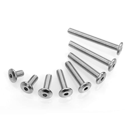 Mywish M8 x 35mm 20Pcs Flat Head Hex Socket Cap Screws Bolts, 304 Stainless Steel Furniture Bolts Full Thread, Bright Finish & Hex Spanner - color: Silver-M8, size: 35mm