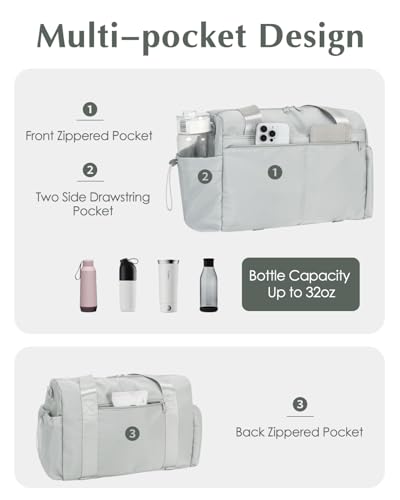 Small Gym Bag, Mini Gym Bag with Yoga Mat Holder & Wet Compartment, Gray | Yoga Mat Bag, Water Bottle Pocket, Detachable and Adjustable Shoulder Strap, Mini Duffle Bag for Workout Travel Dance - color: Gray