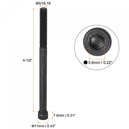 uxcell 5/16-18x4-1/2" Hex Socket Head Cap Screw Bolts 12.9 Grade Alloy Steel 5pcs - size: 4 Inch - 1/2 Inch