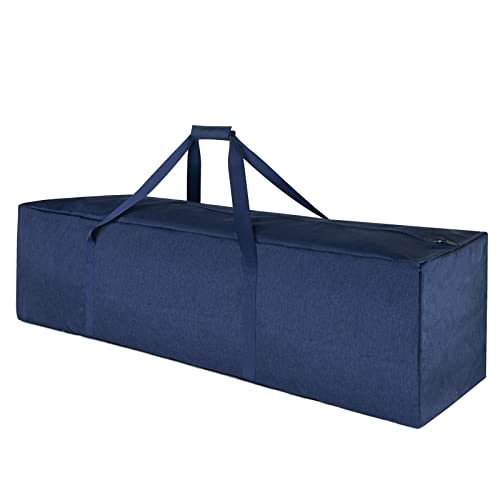 TOPDesign 1-Pack 46 Inch Extra Large Zippered Duffel Bag for Travel Camping Sports Equipment Storage, Waterproof Foldable Luggage Bag with Padded Handles (Blue) - color: Blue, size: 46 Inches