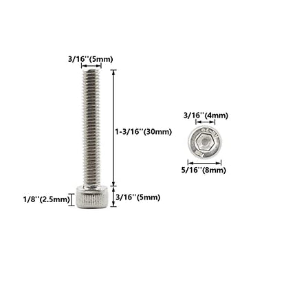 20 PCS Socket Head Cap Screws, TTZEZE 304 Stainless Steel Metric Machine Bolts Hex Socket Screw, Socket Drive Bright Finish Full Machine Threads for Shelf Chair Desk Install Repair (M5x30mm) - color: M5, size: 30mm