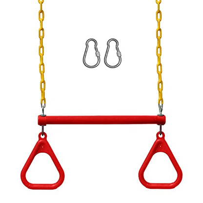Jungle Gym Kingdom Swing Sets for Backyard, Monkey Bars & Swingset Accessories - Set Includes 18" Trapeze Swing Bar & 48" Heavy Duty Chain with Locking Carabiners - Outdoor Play Equipment (Red) - color: Red
