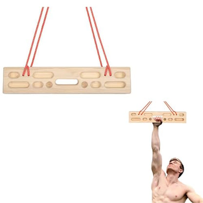 Wooden Hangboard for Rock Climbing, 6-in-1 Fingerboard Training for Grip Strength, Home Wood Finger Mounted Pull Up Bar for Climbers Home Gym