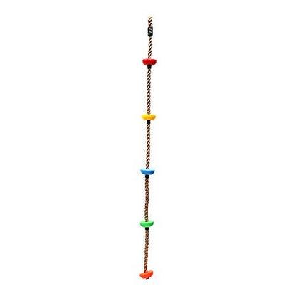 Rainbow Craft Colorful Climbing Rope - 6.5ft with 5 Knotted Foot - Kids Ninja Rope for Ninja Warrior Slackline Obstacle Course Accessories Kids Swing Set Backyard Play