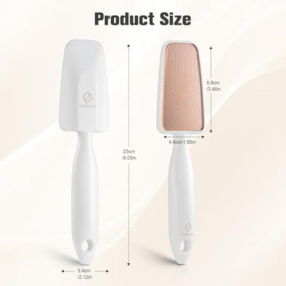 FERYES Glass Foot File Callus Remover - Long Handle Glass Foot Scrubber for Dead Skin, Cracked Heel Scraper Buffer - Professional Pedicure Tool for Smooth, Beautiful Feet - White - style: Single-sided nano glass