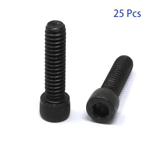 iexcell 25 Pcs 1/4-20 x 1 Alloy Steel 12.9 Grade Hex Socket Head Cap Screws Bolts Kit, Black Oxide Finish - size: 1/4-20 x 1"