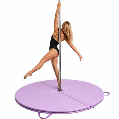 HARELA Round Pole Dance Crash Mat, Stripper Pole Mat with Pearl Cotton Filling & PU Leather, Pole Crash Pad for Studios Exercise Strength Training Home Gym - color: Purple 2, size: 160*5cm/63*2"
