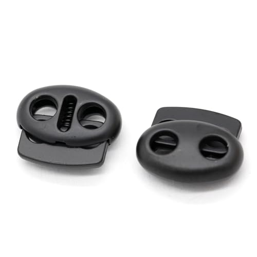 10Pcs Metal Cord Locks Alloy Double Holes Spring Toggle Stopper Fastener Toggles for Shoelaces, Drawstrings, Paracord, Bags, Lanyard, Clothing (Matte Black) - color: Matte Black